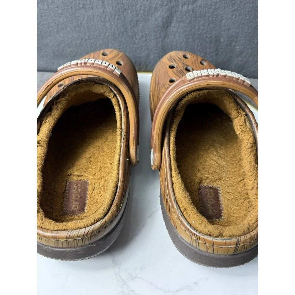 Crocs Star Wars Chewbacca Classic Lined Clog Mens 6 Womens 8 Brown Fleece Fur GC